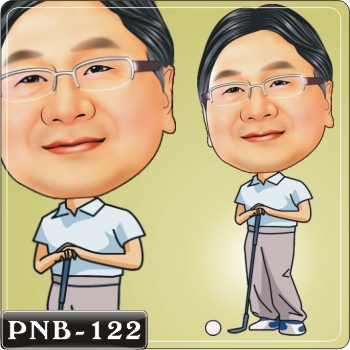 男生人像Q版漫畫PNB-122 高爾夫球Q版畫